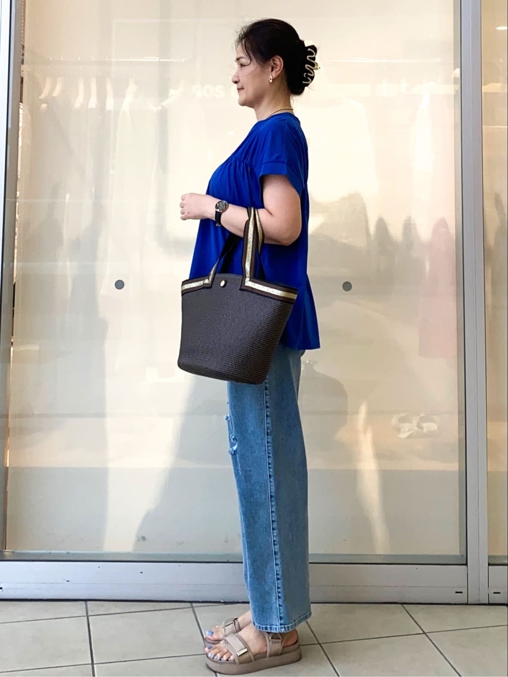 Jeanさんの「OPAQUE.CLIP｜スキッパーフレアカットソー【接触冷感／洗濯機洗い可】」を使ったコーディネート