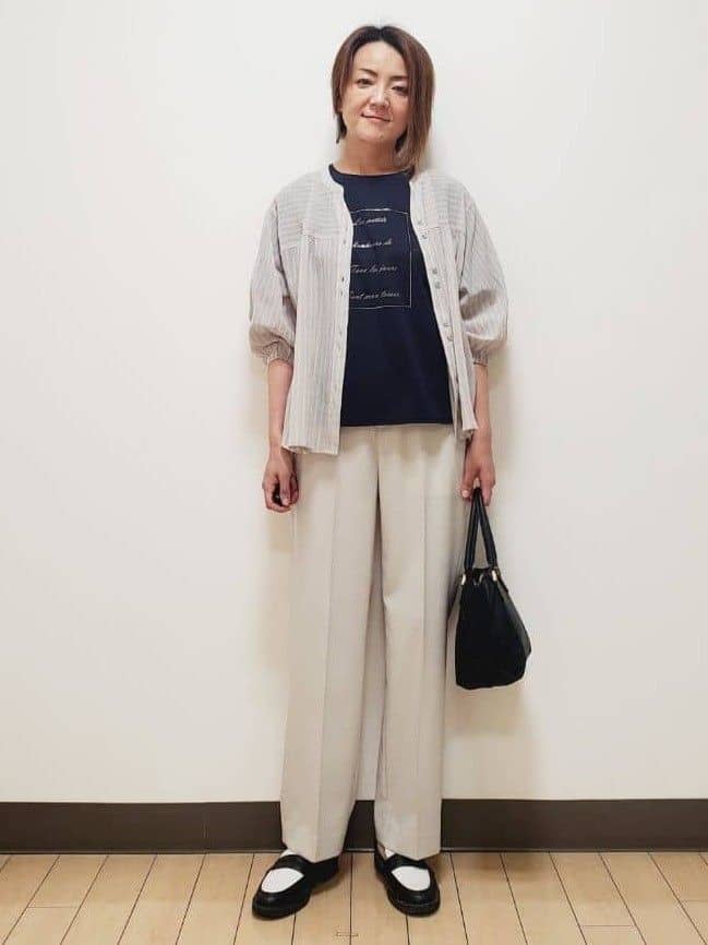 yuuさんの「Reflect｜【マシンウォッシュ可】リネンライクフレアパンツ」を使ったコーディネート