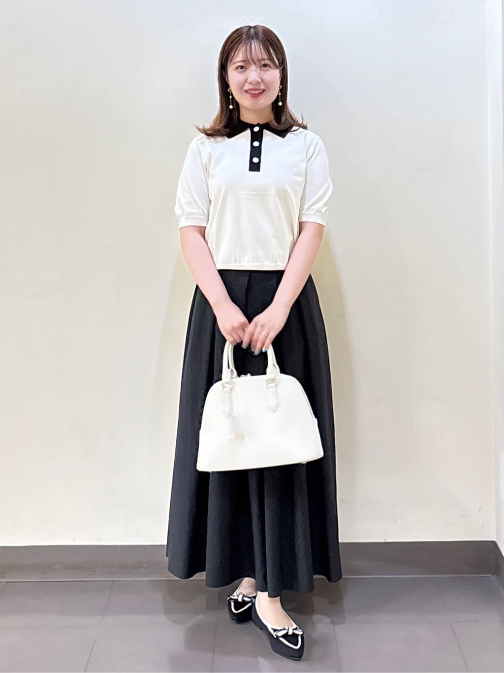 いくみさんの「UNTITLED｜【トレンド/きれいめ】5分袖ポロニット」を使ったコーディネート
