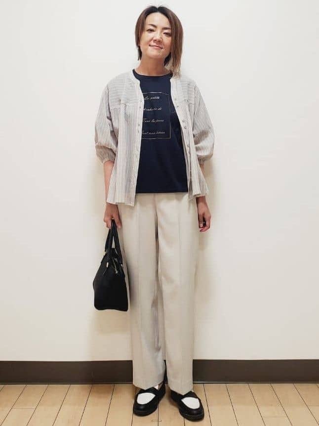 yuuさんの「Reflect｜【マシンウォッシュ可】リネンライクフレアパンツ」を使ったコーディネート