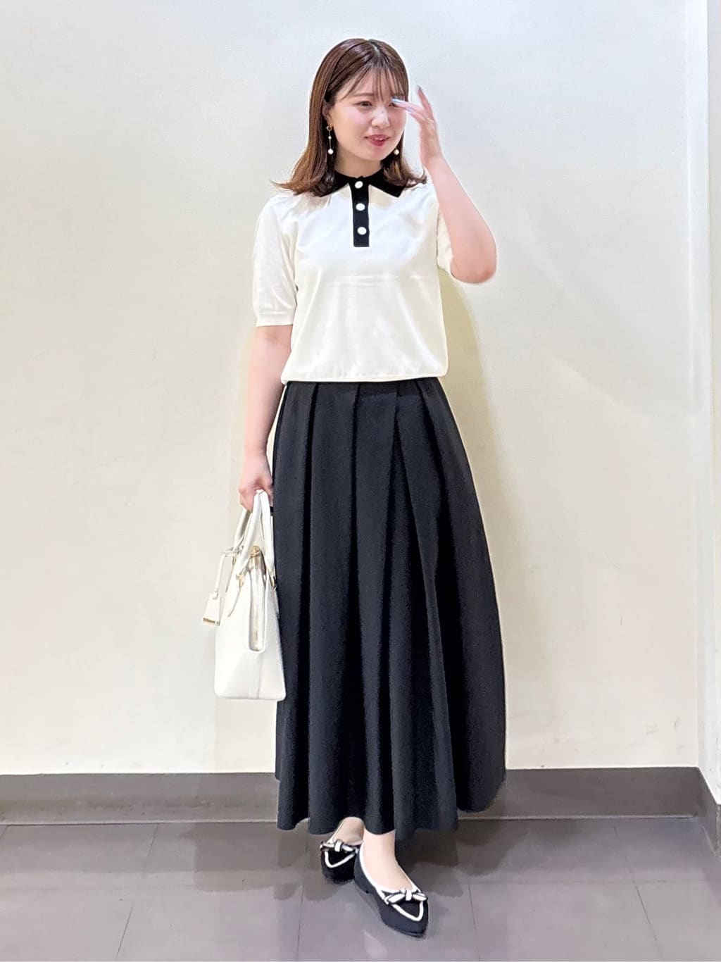 いくみさんの「UNTITLED｜【トレンド/きれいめ】5分袖ポロニット」を使ったコーディネート