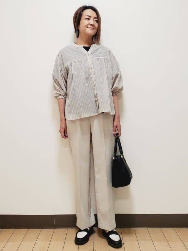 yuuさんの「Reflect｜【マシンウォッシュ可】リネンライクフレアパンツ」を使ったコーディネート