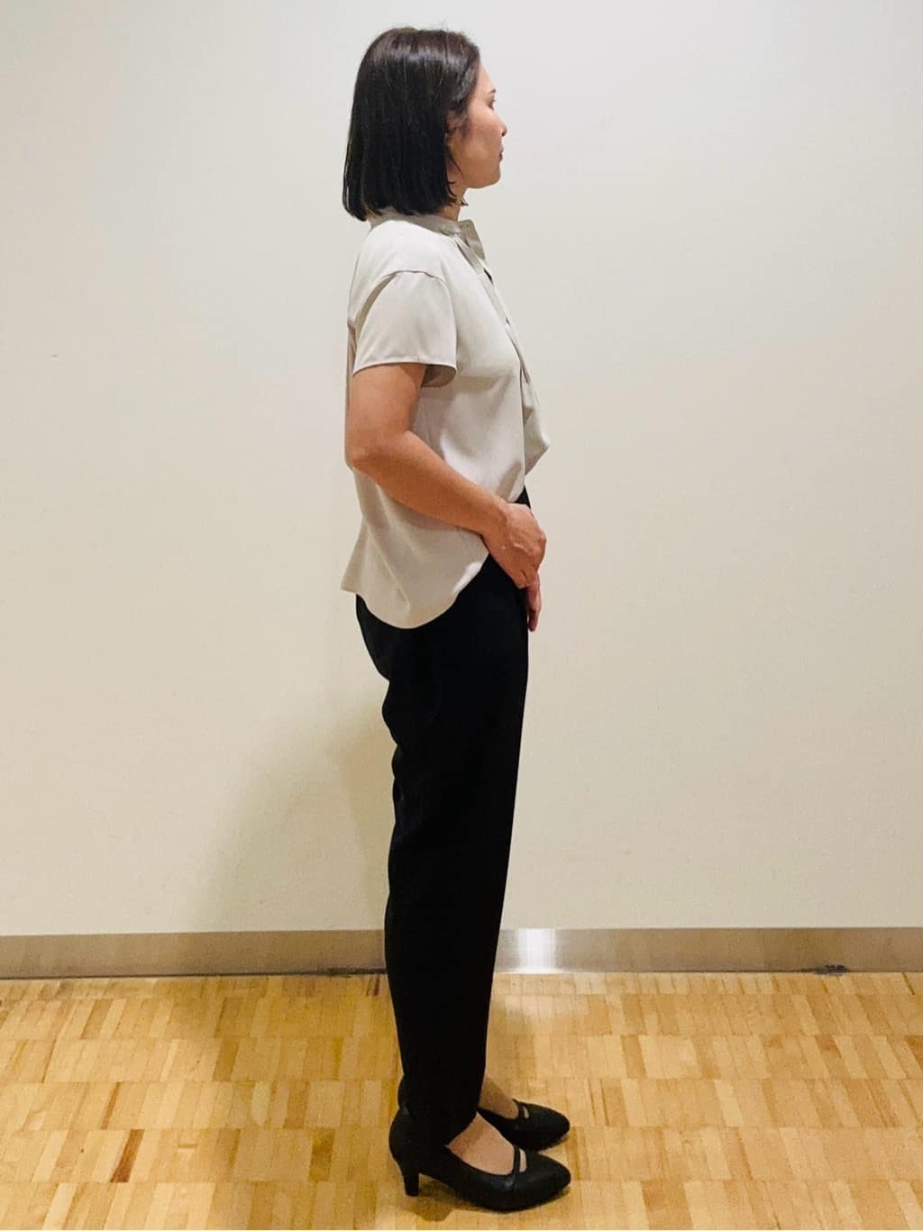 haseさんの「Reflect｜【インナーに◎／すっきり見え！長め丈】タックデティールブラウス」を使ったコーディネート