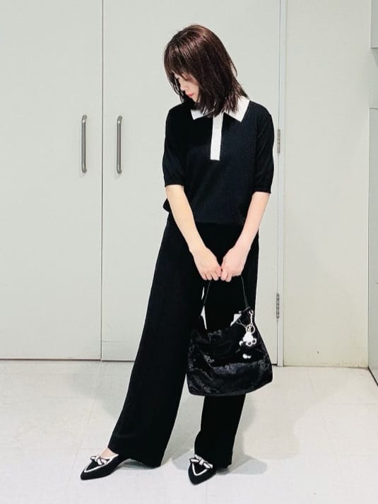 makiさんの「UNTITLED｜【トレンド/きれいめ】5分袖ポロニット」を使ったコーディネート