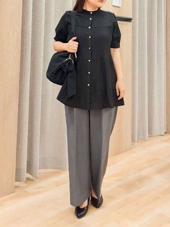 ふるさんの「grove｜【体型カバー】ラフに着たい　ティアードプリーツブラウス」を使ったコーディネート