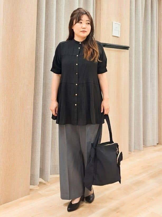 ふるさんの「grove｜【体型カバー】ラフに着たい　ティアードプリーツブラウス」を使ったコーディネート
