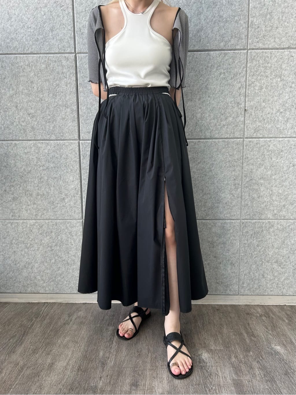 honoka Aさんの「CODE A｜chic border 2way ribbon cardigan」を使ったコーディネート