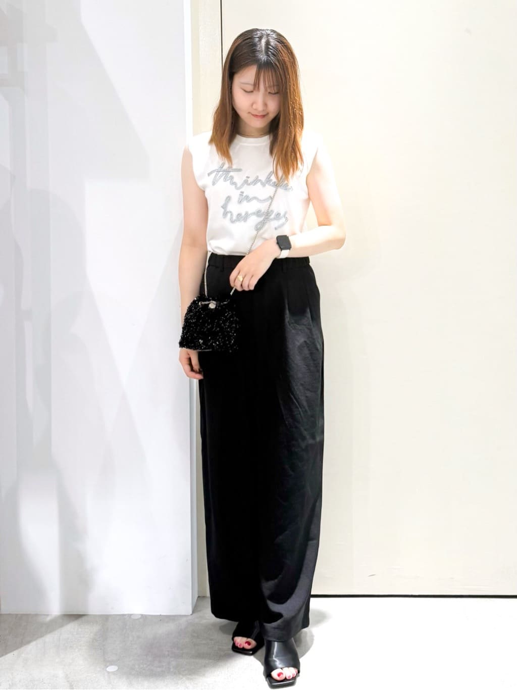 sayaさんの「OPAQUE.CLIP｜ラメテープロゴニット【洗濯機洗い可／抗ピル】」を使ったコーディネート