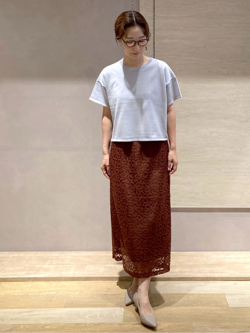 たけねぇさんの「OPAQUE.CLIP｜スパンコールサマーニット【洗濯機洗い可／抗ピル】」を使ったコーディネート