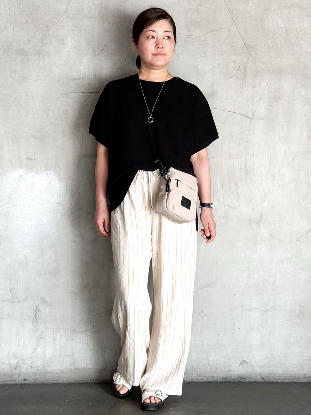 O.Kさんの「OPAQUE.CLIP｜《5色展開／S-LLサイズ》リラクシーメッシュニット【洗濯機洗い可】」を使ったコーディネート