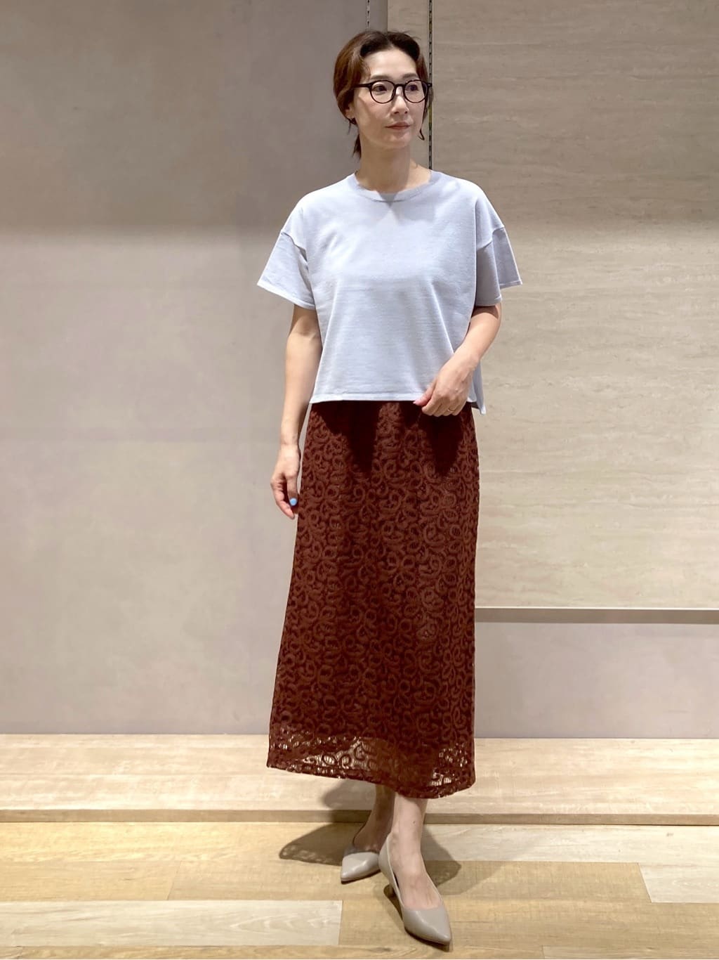 たけねぇさんの「OPAQUE.CLIP｜スパンコールサマーニット【洗濯機洗い可／抗ピル】」を使ったコーディネート