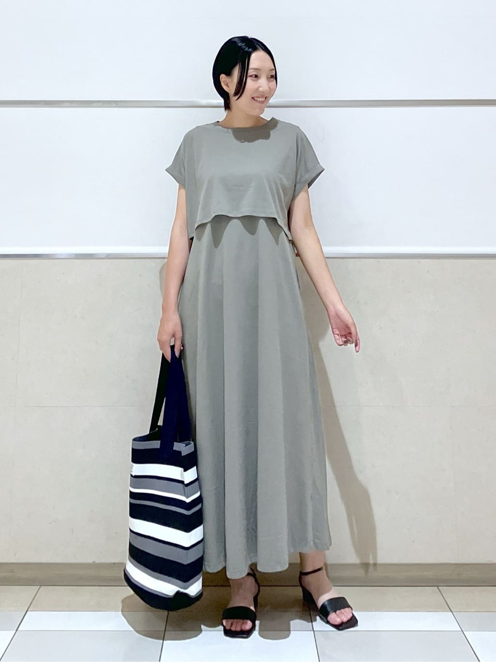 eriko さんの「Dessin｜【マシンウォッシャブル・A4収納可】ランダムボーダーニットBAG」を使ったコーディネート
