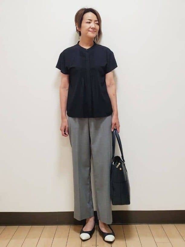 yuuさんの「Reflect｜【インナーに◎／すっきり見え！長め丈】タックデティールブラウス」を使ったコーディネート