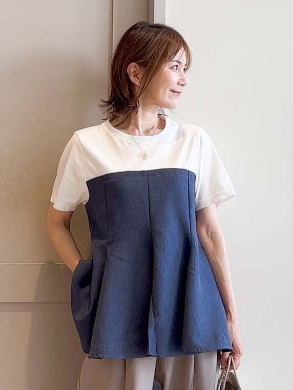 yamakoさんの「grove｜贅沢フレアーが高見え ドッキングビスチェT」を使ったコーディネート