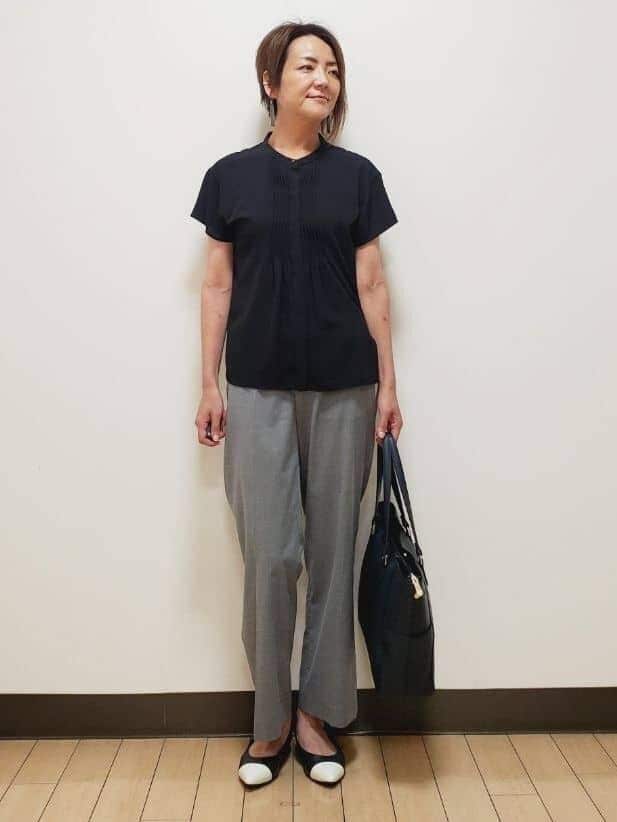 yuuさんの「Reflect｜【インナーに◎／すっきり見え！長め丈】タックデティールブラウス」を使ったコーディネート