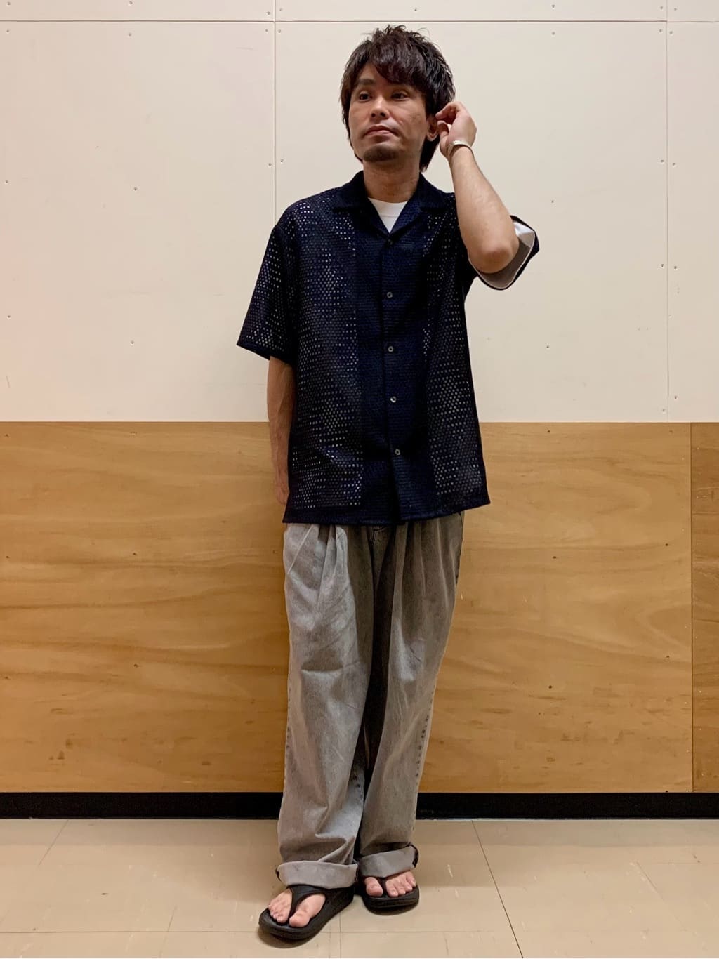 MATUさんの「THE SHOP TK｜ダイヤ柄プリント半袖シャツ【洗濯機OK/オーバーサイズ】」を使ったコーディネート
