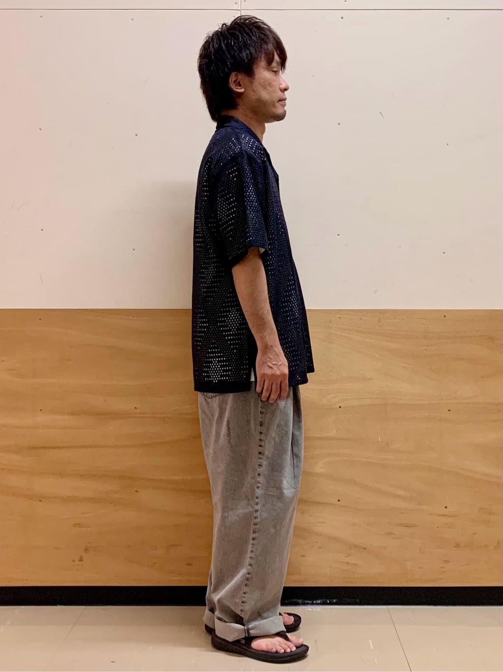 MATUさんの「THE SHOP TK｜ダイヤ柄プリント半袖シャツ【洗濯機OK/オーバーサイズ】」を使ったコーディネート