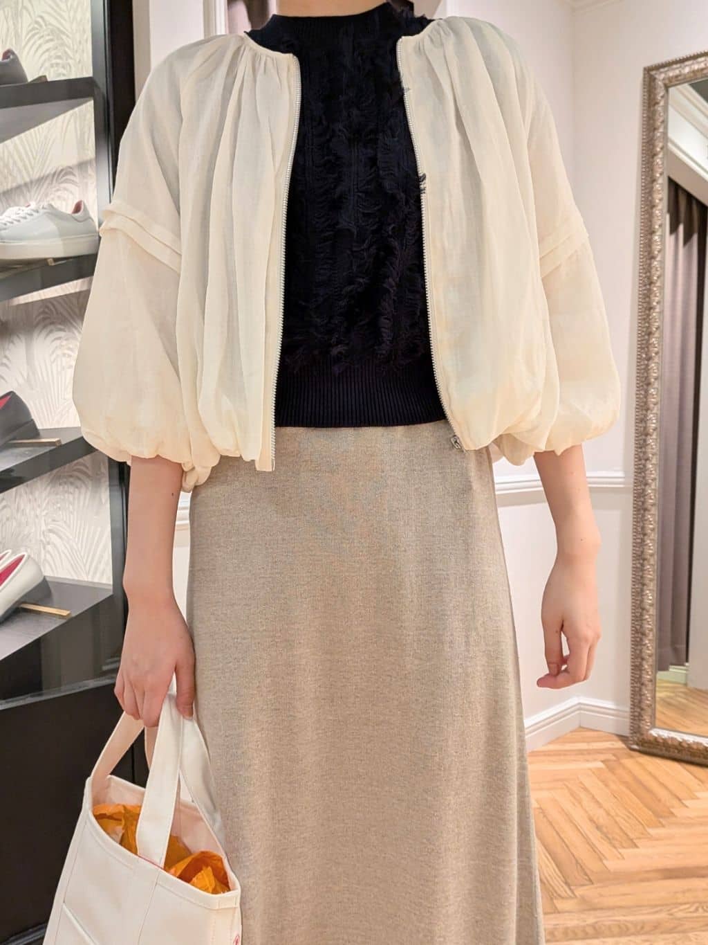 saoriさんの「DRESSTERIOR｜◆ソフトレザーバレエシューズ」を使ったコーディネート