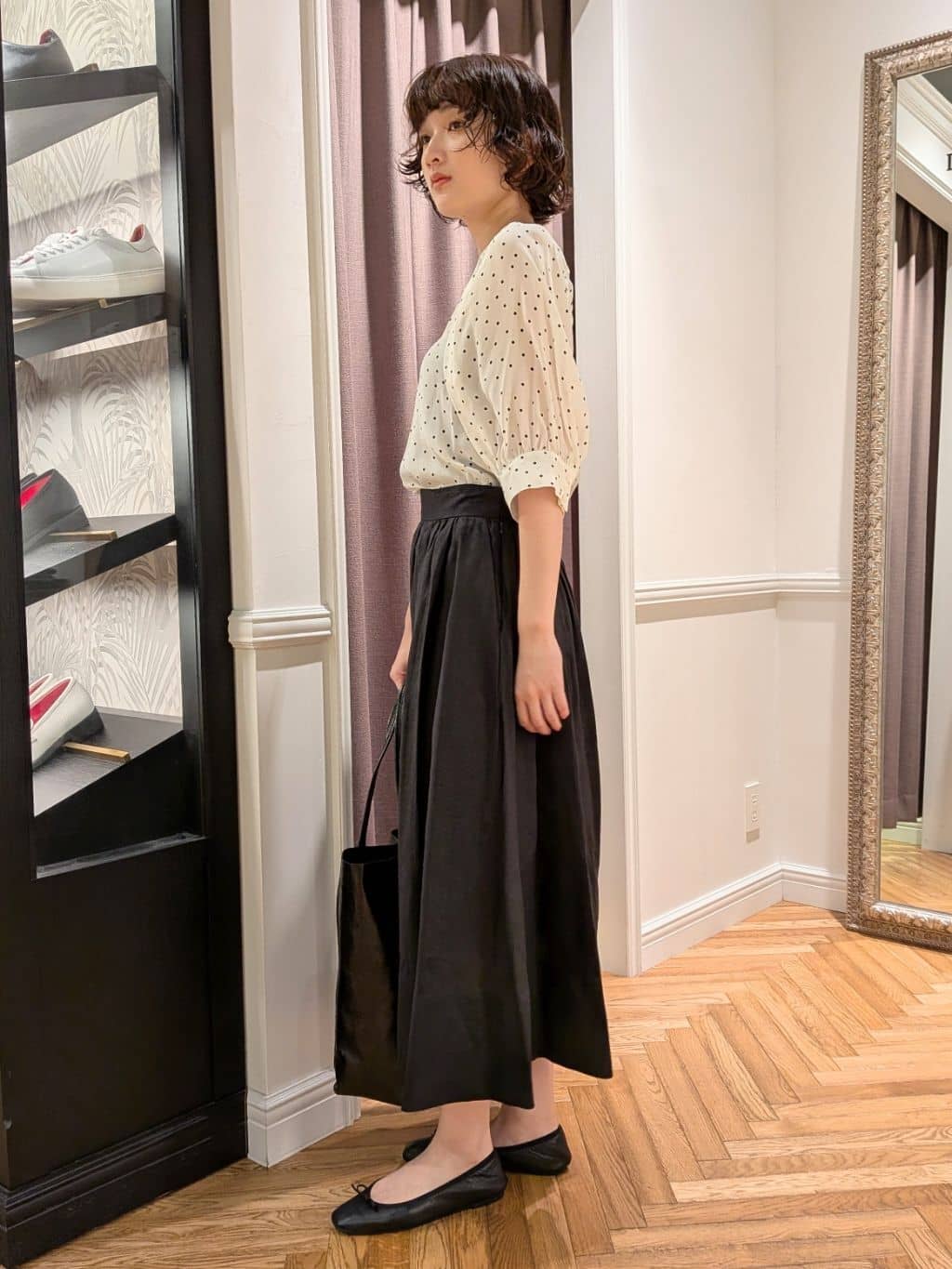 saoriさんの「DRESSTERIOR｜◆ソフトレザーバレエシューズ」を使ったコーディネート