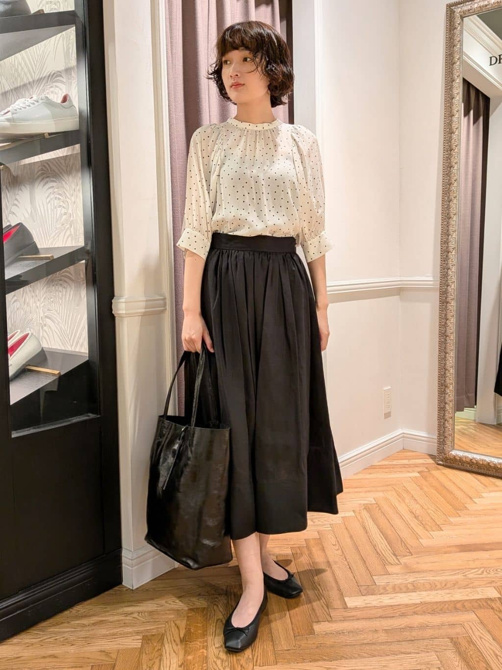 saoriさんの「DRESSTERIOR｜◆ソフトレザーバレエシューズ」を使ったコーディネート