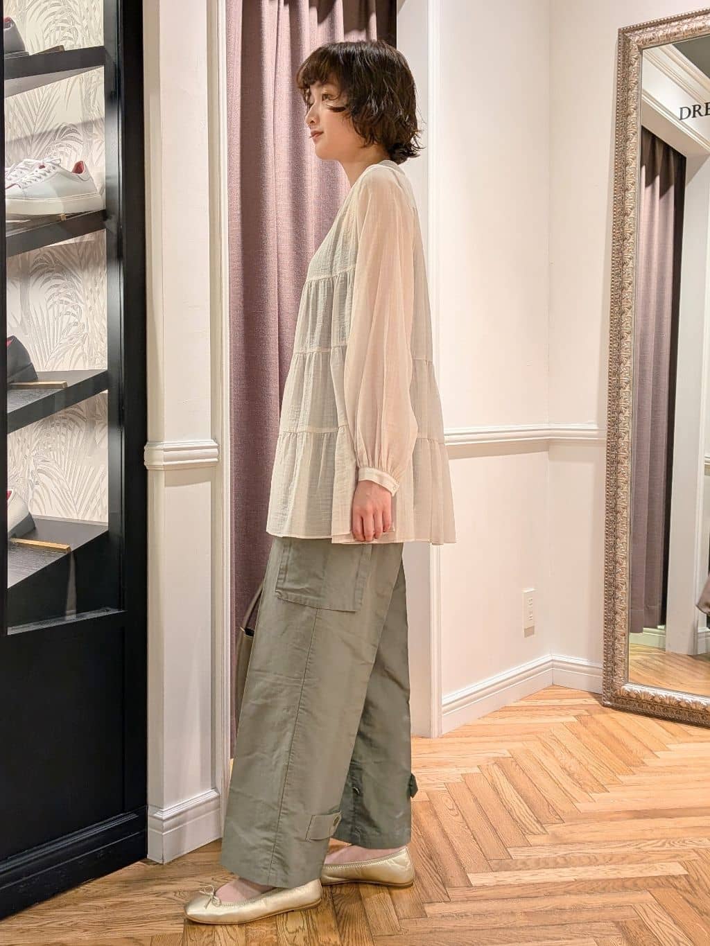 saoriさんの「DRESSTERIOR｜◆ソフトレザーバレエシューズ」を使ったコーディネート