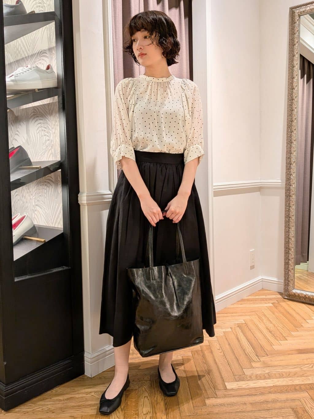 saoriさんの「DRESSTERIOR｜◆ソフトレザーバレエシューズ」を使ったコーディネート