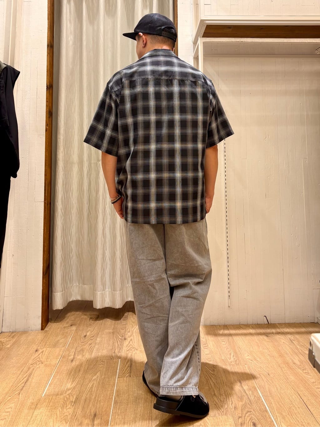 Pーyamaさんの「THE SHOP TK｜オンブレチェック半袖シャツ 洗濯機OK」を使ったコーディネート