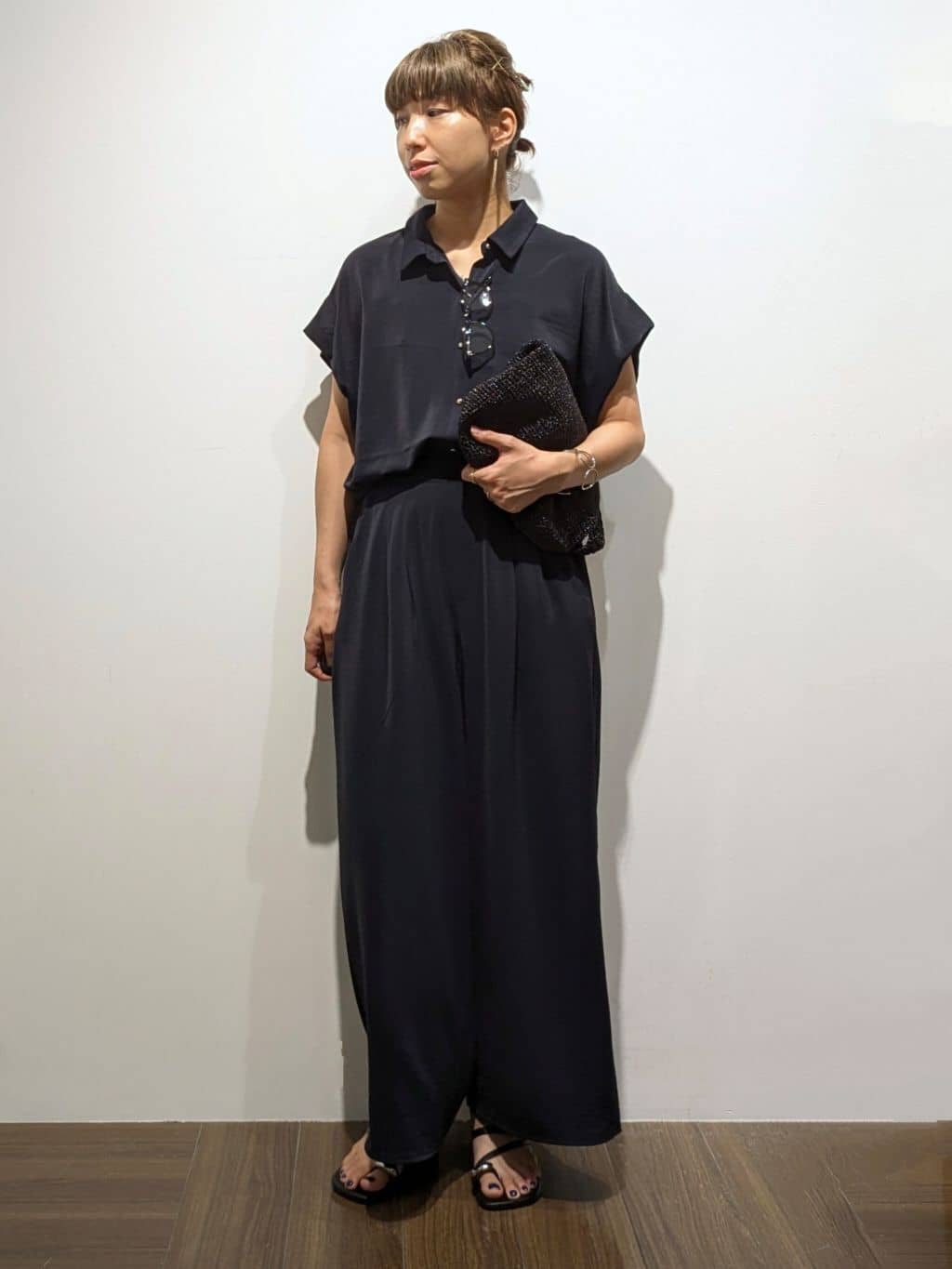 4410さんの「THE SHOP TK｜コットンライクブラウス【接触冷感/洗濯機OK/UV/セットアップ可】」を使ったコーディネート