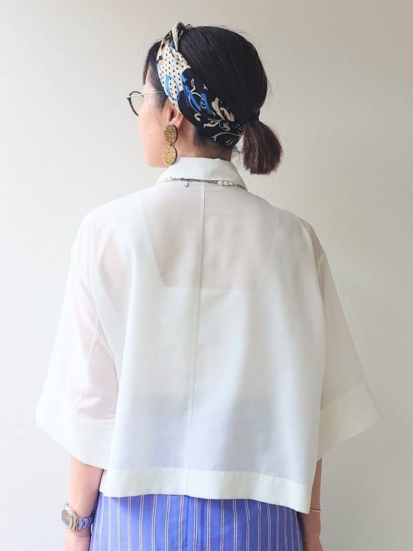 MUTSUKOさんの「UNTITLED｜【前開き/洗える】ショート丈シアーシャツ」を使ったコーディネート