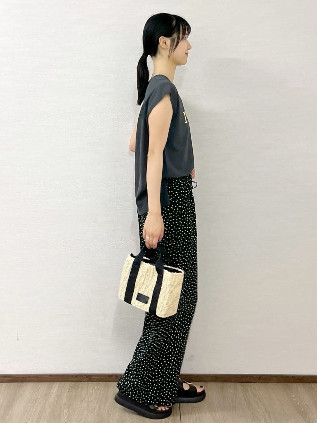 sachikoさんの「OPAQUE.CLIP｜ロゴフレンチスリーブニット【洗濯機洗い可／UV／接触冷感／抗ピル】」を使ったコーディネート
