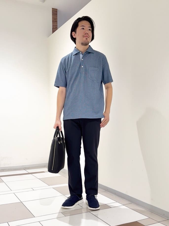 及川さんの「TAKEO KIKUCHI｜【抗菌防臭／9色5サイズ展開】ハニカムメランジ ポロシャツ」を使ったコーディネート