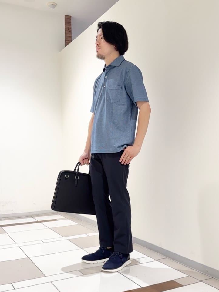 及川さんの「TAKEO KIKUCHI｜【抗菌防臭／9色5サイズ展開】ハニカムメランジ ポロシャツ」を使ったコーディネート
