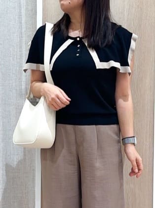 naoさんの「grove｜【ひんやり/UVカット】大人の可愛さ　セーラーカラーニット」を使ったコーディネート