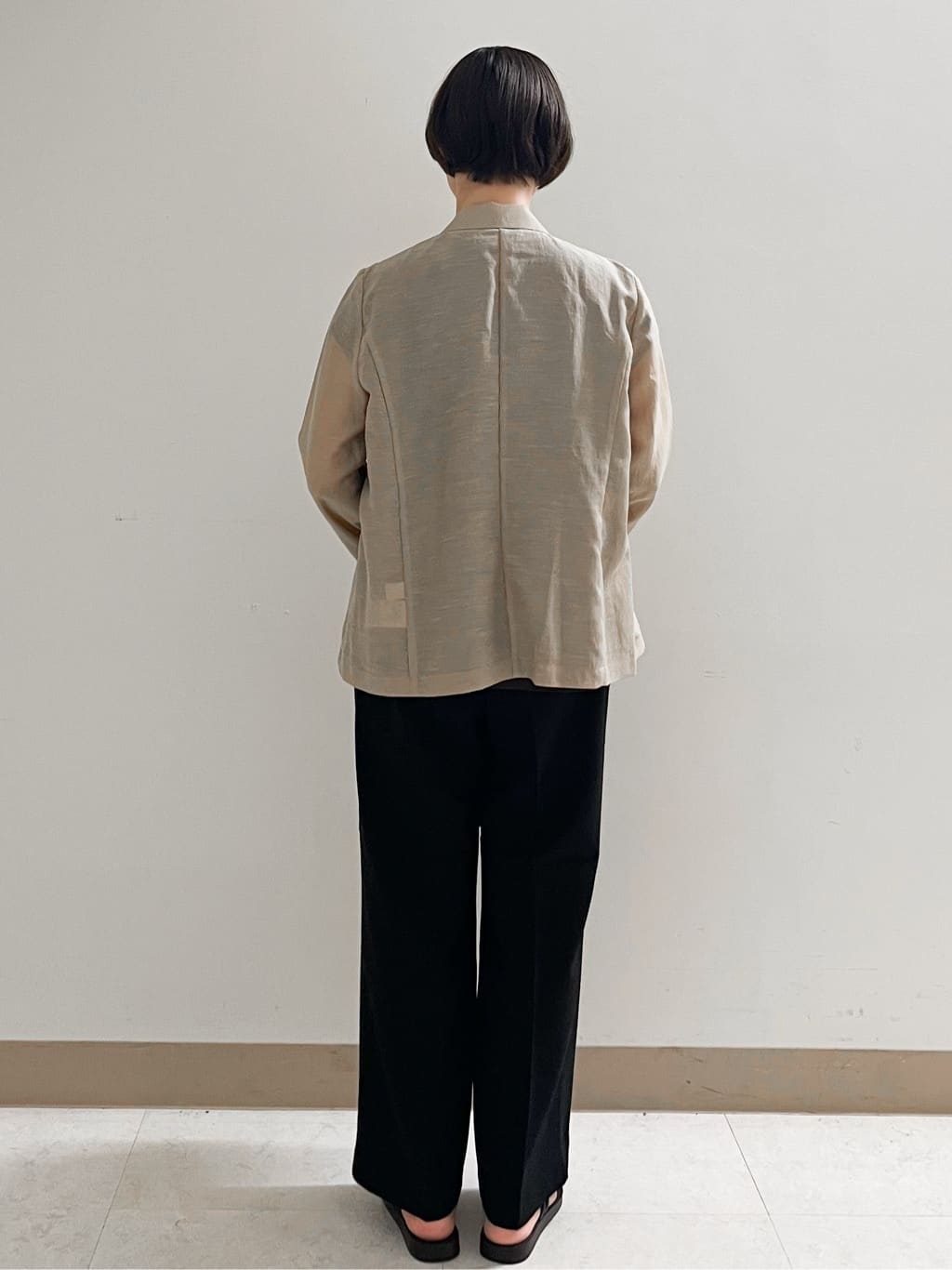 あかねさんの「OPAQUE.CLIP｜麻調シアーダブルブレストテーラードジャケット【洗濯機洗い可】」を使ったコーディネート