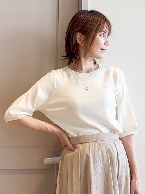 yamakoさんの「grove｜ひんやり多機能・やわらかドライタッチ五分袖プルオーバー」を使ったコーディネート