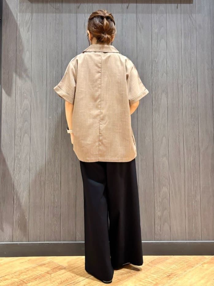 meiさんの「SHOO･LA･RUE｜【S-LL】さらりと着たい大人のための 麻調半袖ジャケット」を使ったコーディネート