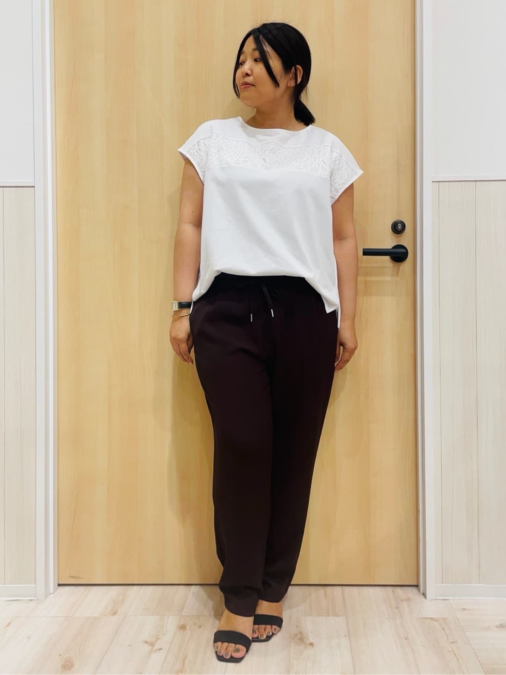 すーさんの「SHOO･LA･RUE｜【S-LL】さらりと着たい大人のための 麻調半袖ジャケット」を使ったコーディネート