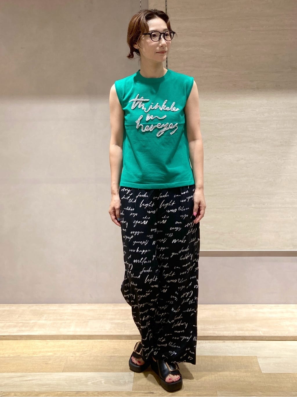 たけねぇさんの「OPAQUE.CLIP｜ラメテープロゴニット【洗濯機洗い可／抗ピル】」を使ったコーディネート