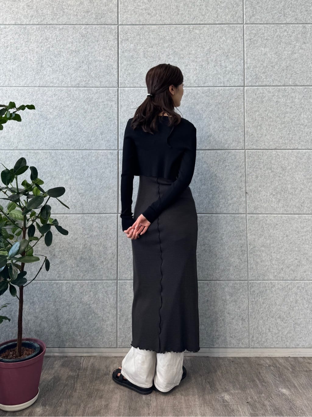 uchi__yamaさんの「CODE A｜【Cup-in】chic border jersey dress」を使ったコーディネート