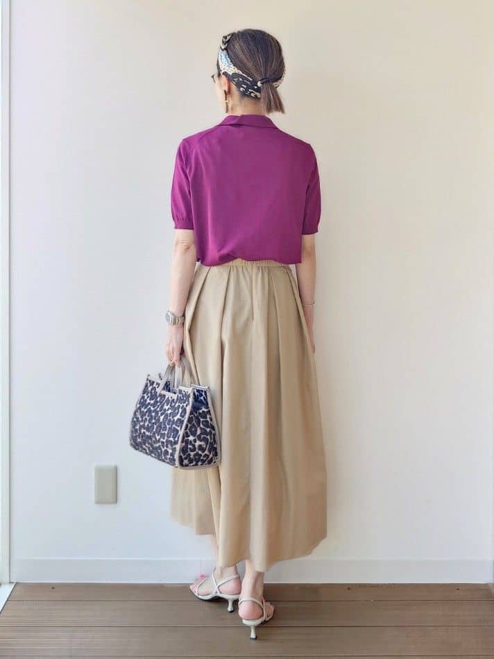 MUTSUKOさんの「UNTITLED｜【トレンド/きれいめ】5分袖ポロニット」を使ったコーディネート