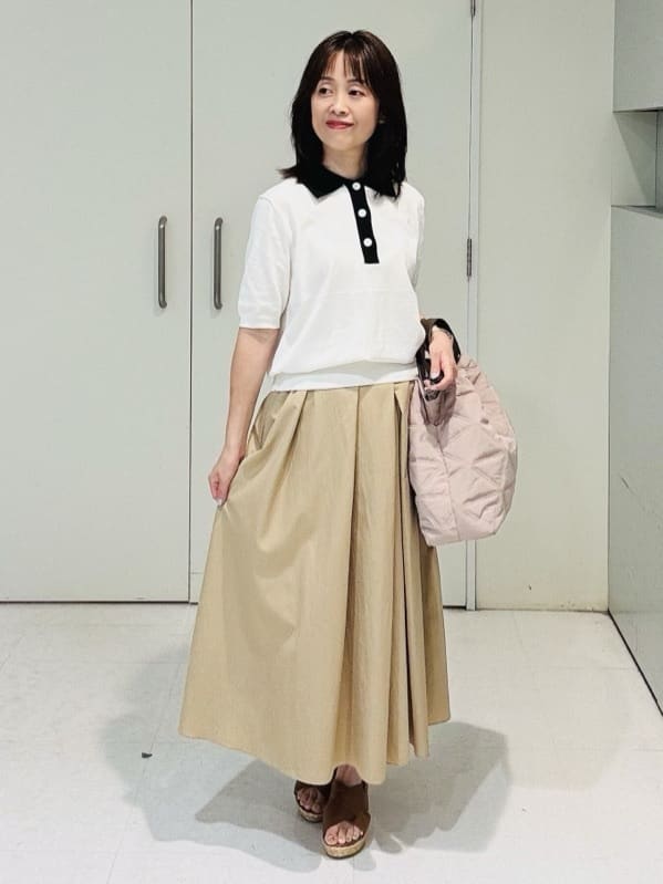 makiさんの「UNTITLED｜【トレンド/きれいめ】5分袖ポロニット」を使ったコーディネート