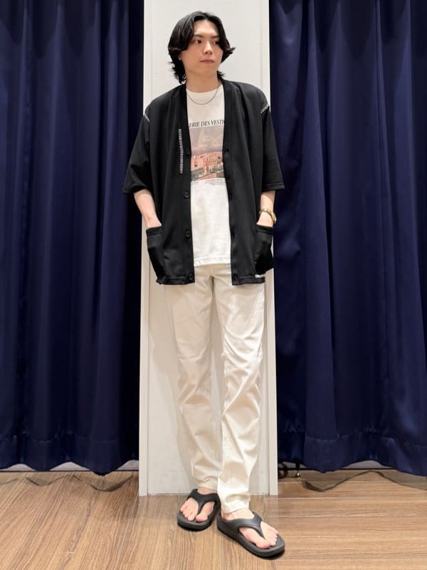 Tightさんの「THE SHOP TK｜ツイルステッチ半袖カーディガン【洗濯機OK/接触冷感】」を使ったコーディネート