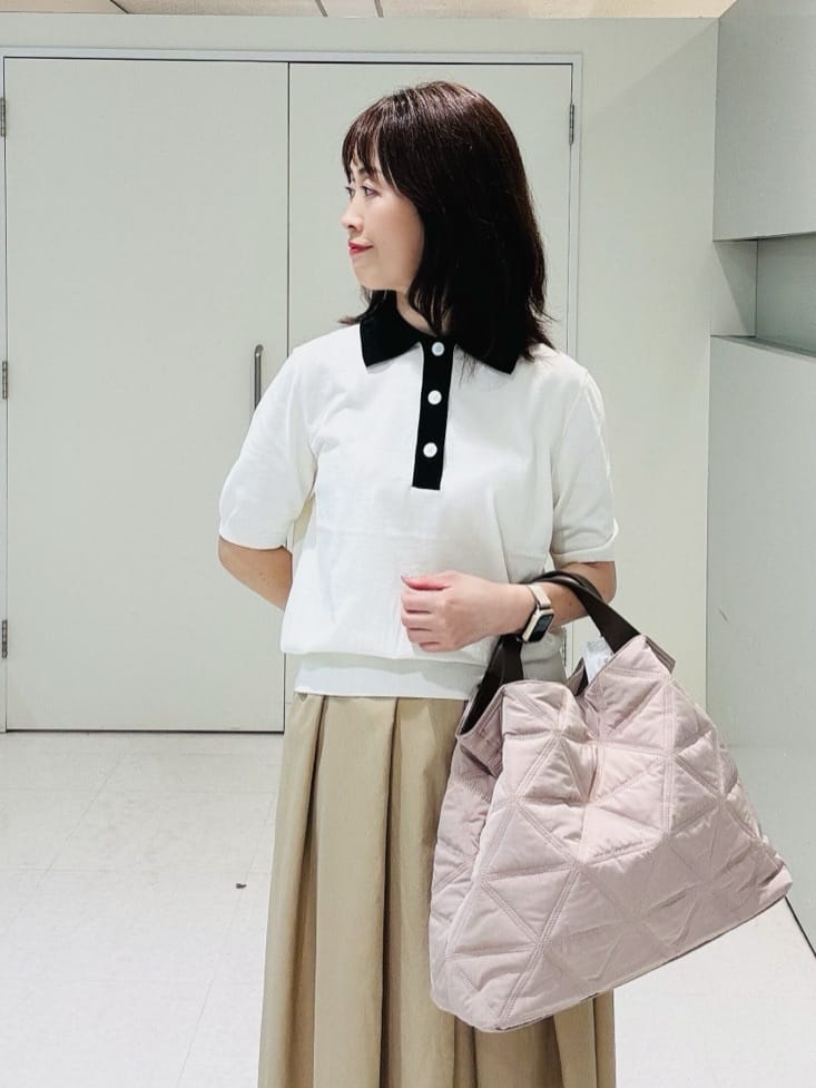 makiさんの「UNTITLED｜【トレンド/きれいめ】5分袖ポロニット」を使ったコーディネート