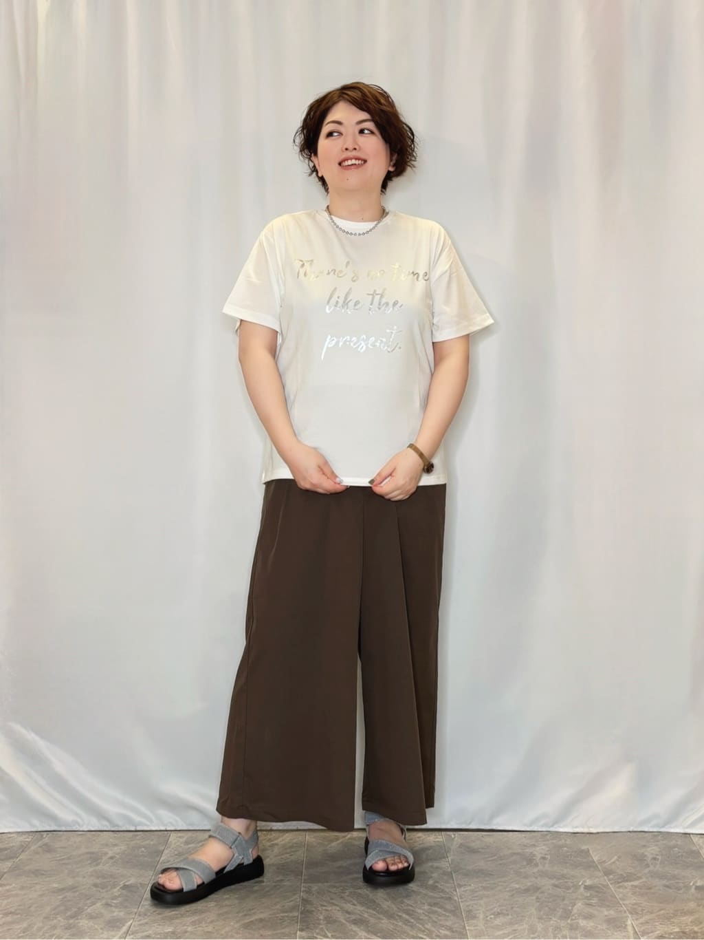 たみさんの「SHOO･LA･RUE｜【S-LL/ひんやり/UV】選べる6柄でそれぞれ欲しくなる プリントTシャツ」を使ったコーディネート
