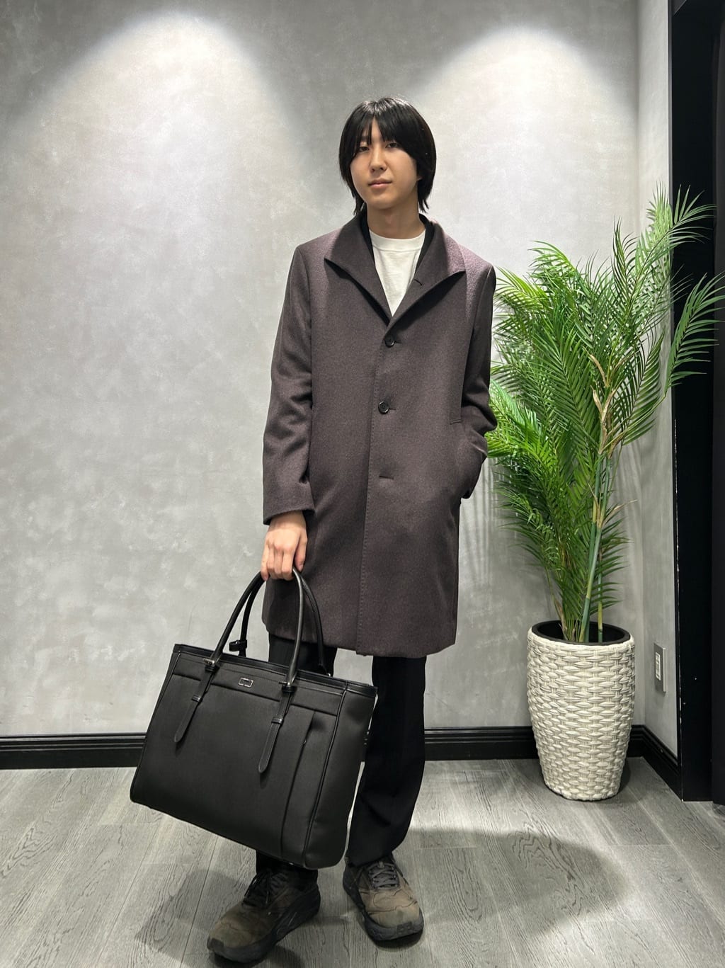 ruiさんの「TAKEO KIKUCHI｜【ウールカシミヤブレンド】ビーバー調 スタンドカラー コート」を使ったコーディネート
