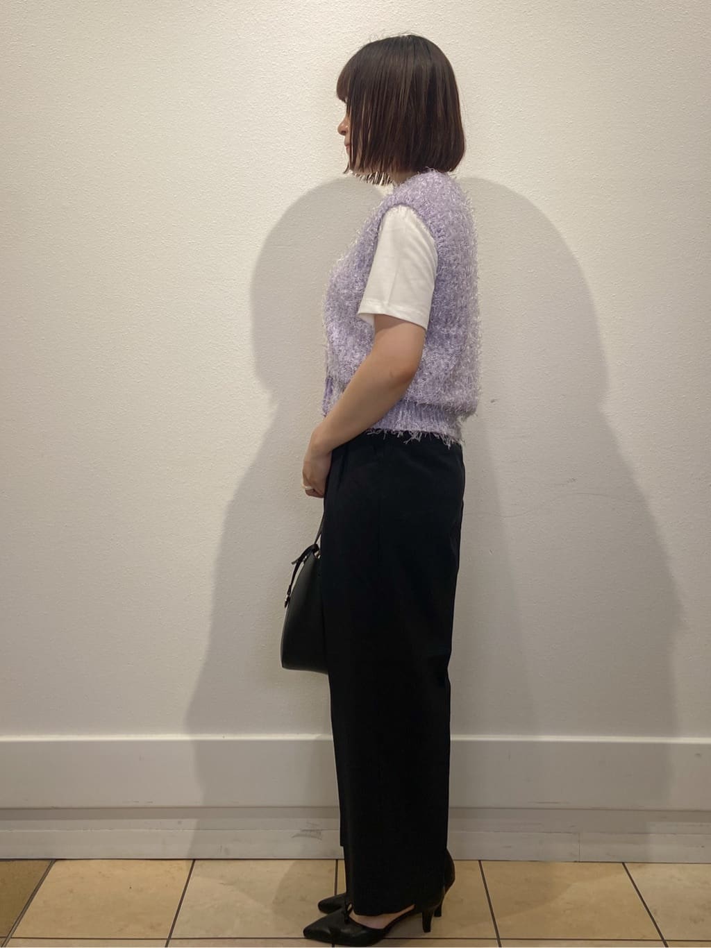 kimiさんの「index｜《Can Cam掲載》フリンジシャギーコンパクトベスト【洗濯機洗い可】」を使ったコーディネート