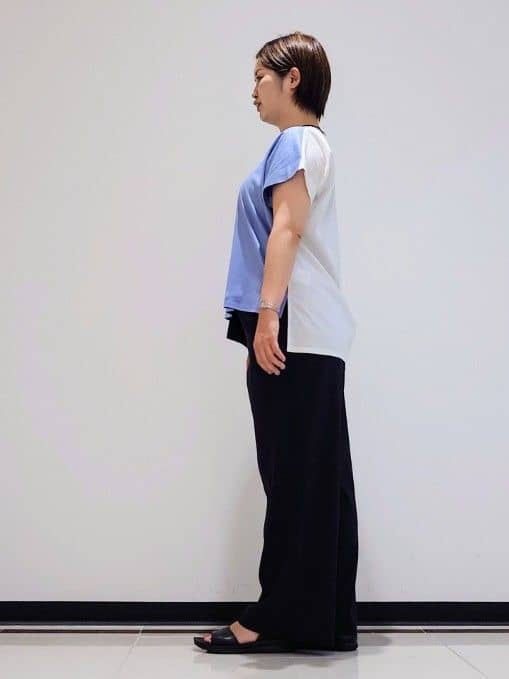 gissyさんの「INDIVI｜【褒められパンツ／洗える／ウエストゴム】ワイドタックパンツ」を使ったコーディネート