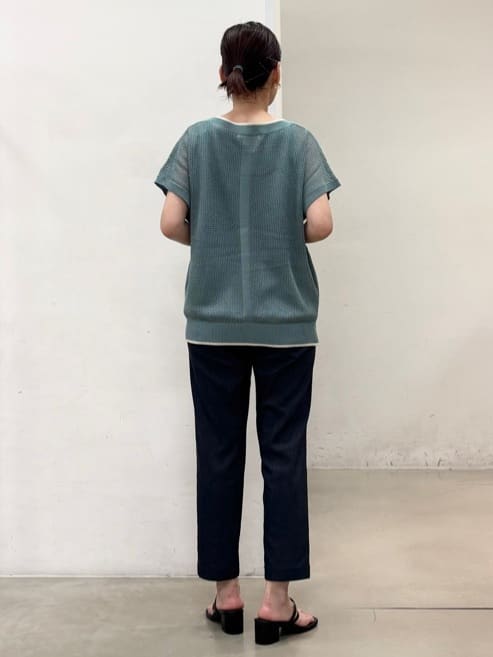 fujiさんの「THE SHOP TK｜◆フレンチスリーブメッシュニットタンクセット【洗える】」を使ったコーディネート
