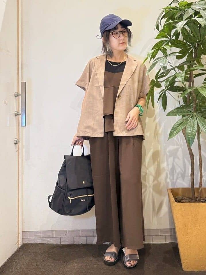 misakiさんの「SHOO･LA･RUE｜【S-LL】さらりと着たい大人のための 麻調半袖ジャケット」を使ったコーディネート