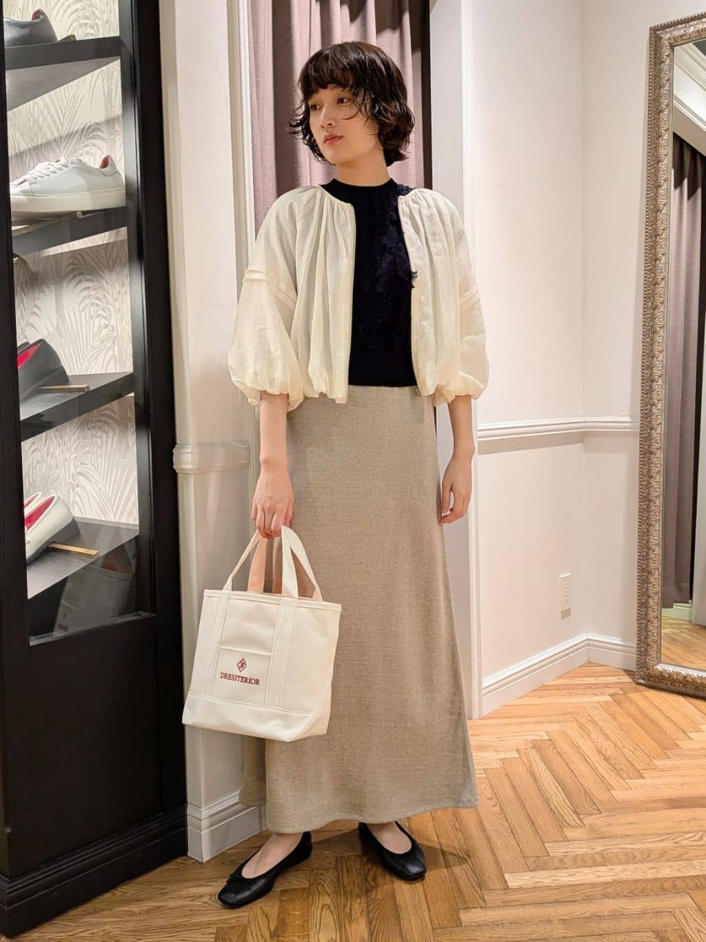 saoriさんの「DRESSTERIOR｜◆ソフトレザーバレエシューズ」を使ったコーディネート